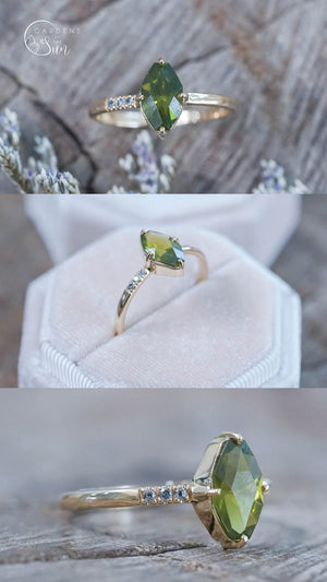 Engagement Ring With Peridot Jewelry Background Stock Photo - Download  Image Now - Artificial, Diamond - Gemstone, Gemstone - iStock